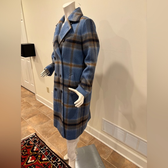 Ann Taylor Blue Plaid Double-Breasted Women's Coat, size medium - Picture 5 of 14